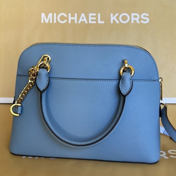 Michael Kors Jet Set Travel Medium Dome Satchel Crossbody Leather Chambray - Picture 10 of 16